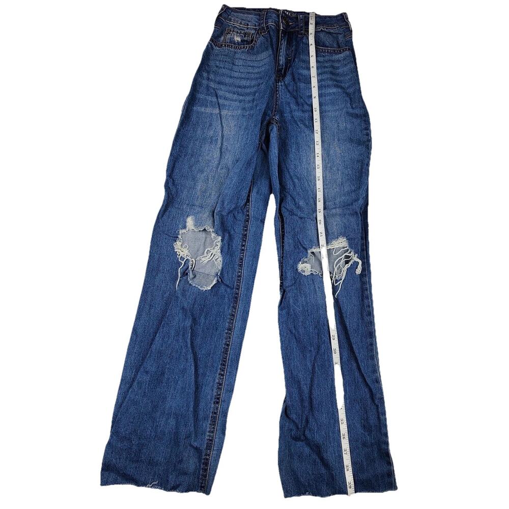 Rewash Wide Leg Jeans Juniors 3/26 Blue Medium Wash High Rise Distressed 26x29.5 - Picture 6 of 11